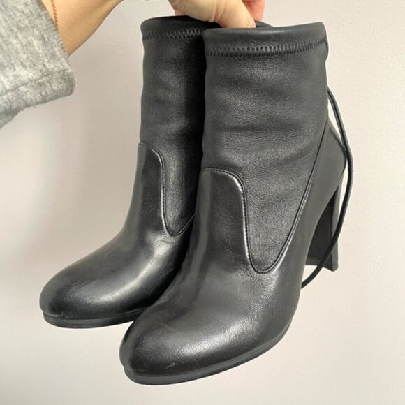 Stuart Weitzman Black Glove Tie-Back Ankle Boots - 5.5, made in Spain 🇪🇸 - Picture 3 of 14